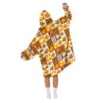 Halloween Leaves Fall Plaid Blanket Hoodie