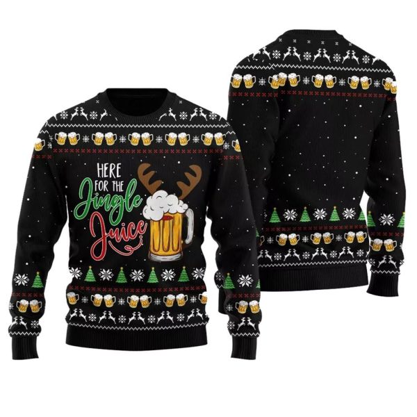 Here for the Jingle Juice Ugly Christmas Sweater 1 1