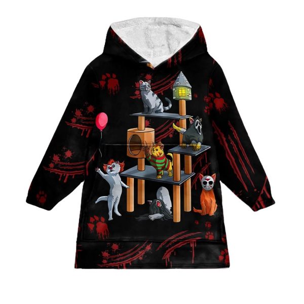 Horror Cat Blanket Hoodie 1