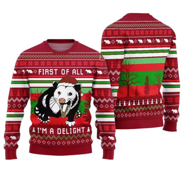 I'm a Delight Opossum Ugly Christmas Sweater 1 2