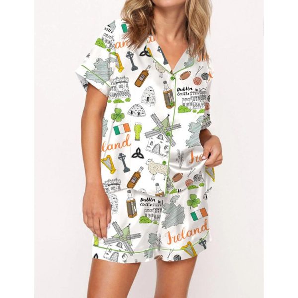 Ireland Travel Satin Pajama Set For Women 1