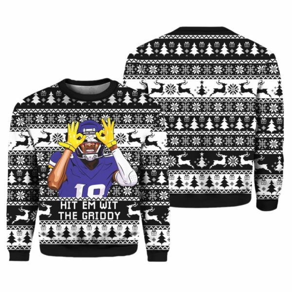 Justin Jefferson Hit Them With The Griddy Ugly Christmas Sweater 3