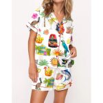 Key West Florida Travel Satin Pajama Set For Women