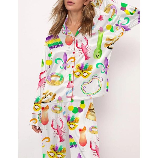 Mardi Gras New Orleans Satin Pajama Set For Women 3