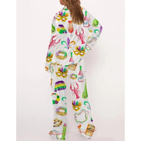 Mardi Gras New Orleans Satin Pajama Set For Women 4