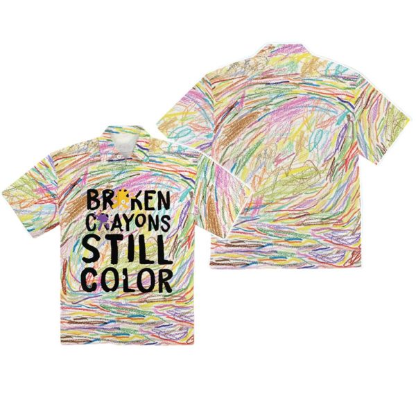 Mens Broken Crayons Still Color Print Button up Shirt 1 2