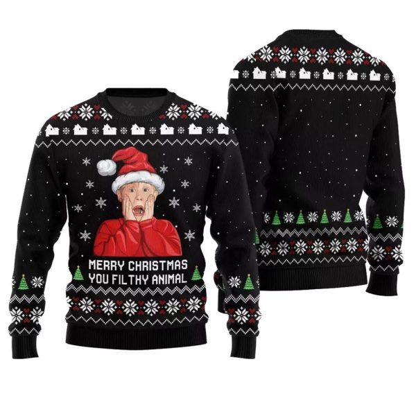 Merry Christmas You Filthy Animal Ugly Christmas Sweater 1 1