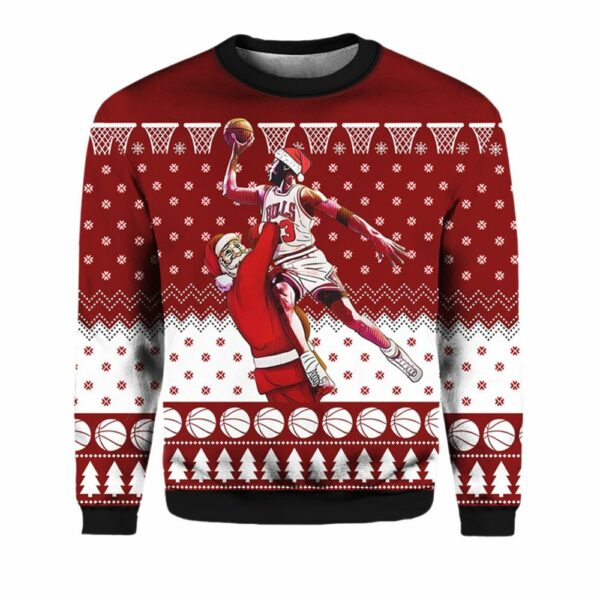 Michael Jordan Santa Playing Basketball Ugly Sweater 1