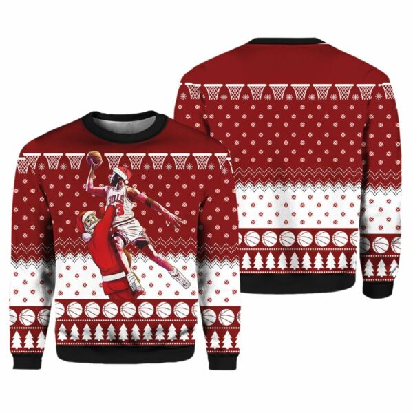 Michael Jordan Santa Playing Basketball Ugly Sweater 3