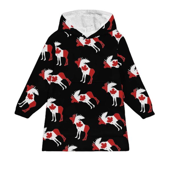 Moose Flag Blanket Hoodie 1