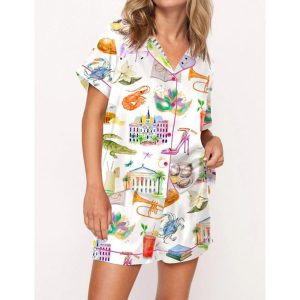 New Orleans Louisiana Satin Pajama Set For Women 1