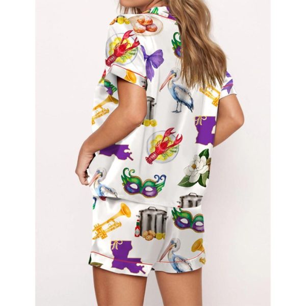 New Orleans Mardi Gras Satin Pajama Set For Women 1