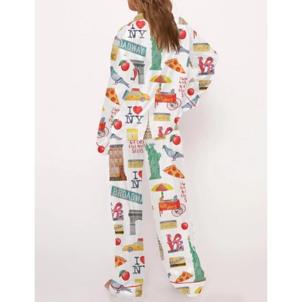 New York City Travel Satin Pajama Set For Women 3