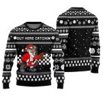 Out Here Catchin Santa Baseball Ugly Christmas Sweater