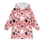 Pink Cute Pumpkin Ghost Bat Blanket Hoodie
