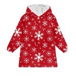 Red Snowflake Christmas Blanket Hoodie