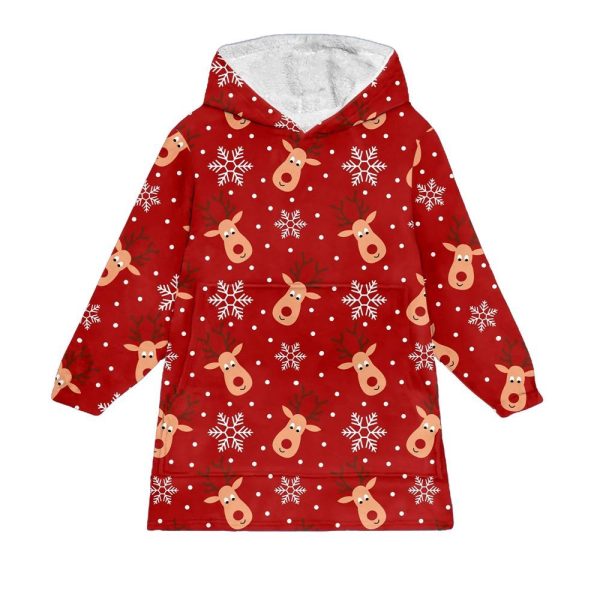 Reindeer Snowflakes Blanket Hoodie 1