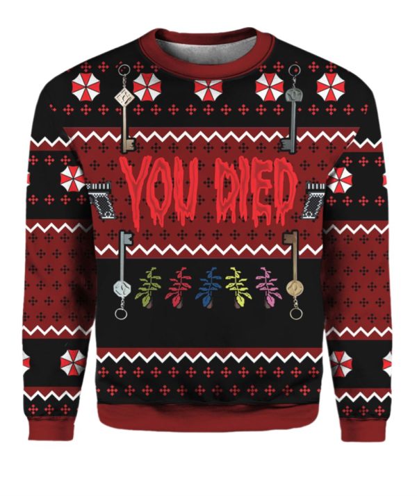 Resident Evil You Died Ugly Christmas Sweater 1