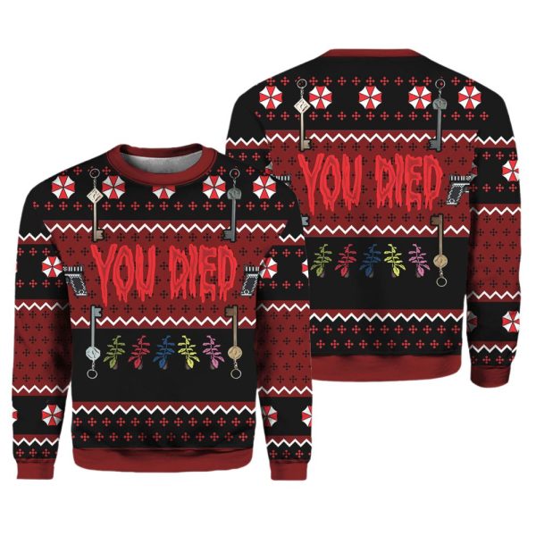 Resident Evil You Died Ugly Christmas Sweater 3