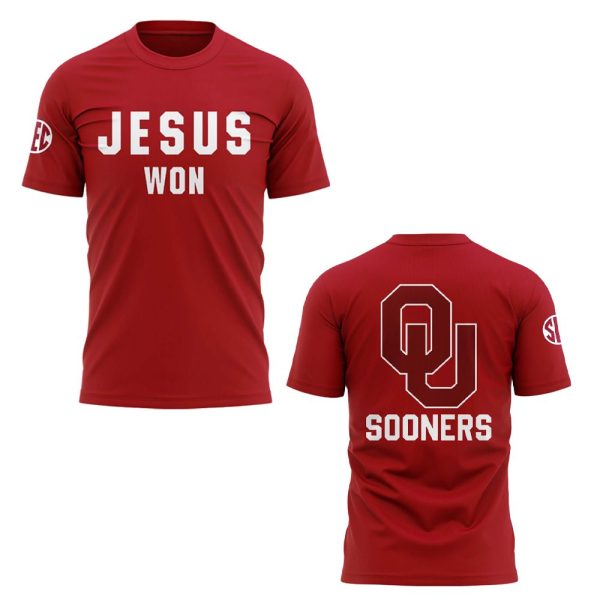 Sooners Football Jesus Won Shirt 0