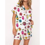 Sparkly Glitter Champagne Satin Pajama Set For Women