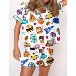 Stars Hollow Luke's Diner Chilton Dragonfly Inn Satin Pajama Set For Women