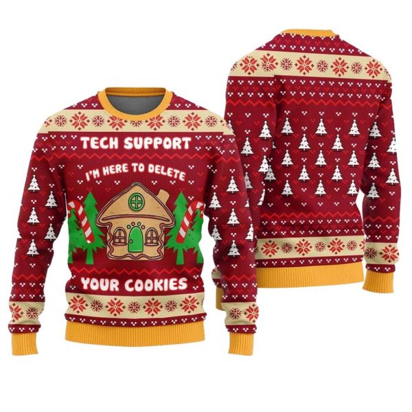 Tech Support Delete Your Cookies Funny Xmas Sweater 1 1