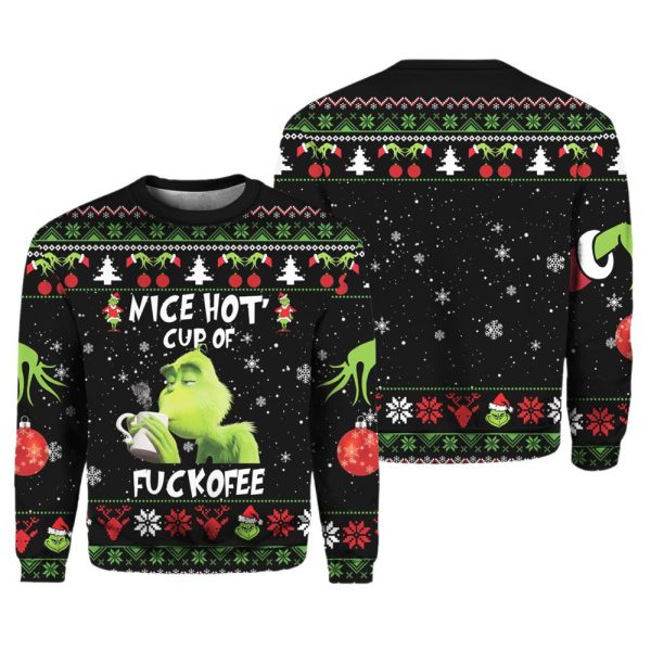 The Grnch Nice Hot Cup Of Ugly Christmas Sweater 3