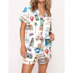 Travel Lover Pajama Set For Women