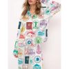 Travel Passport Destination Stamp Pajama Set For Women 2