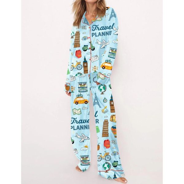 Travel Planner Pajama Set For Women 2