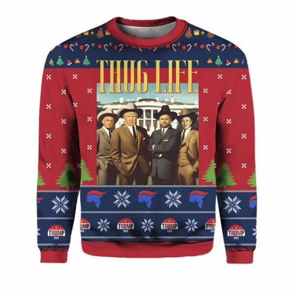 Trump Thug Life Christmas Ugly Christmas Sweater 1