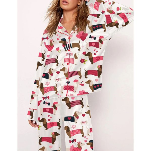 Valentine Dachshund Dog Pajama Set 1