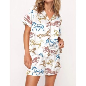 Vintage Horse Pajama Set For Women 1