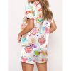 Watercolor Sacred Heart Satin Pajama Set For Women 2