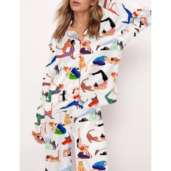 Yoga With Cat Pajama Set For Women 2