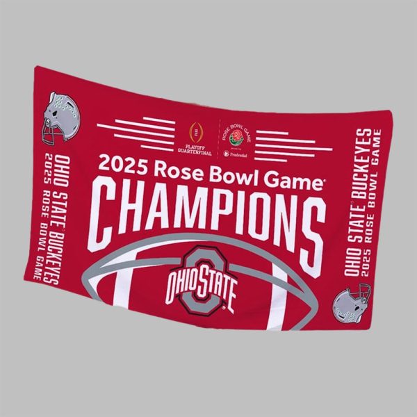 2025 Rose Bowl Champion Ohio State Rectangle Beach Towel 3