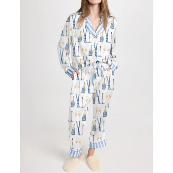 Apres Ski Champagne Pattern Pajama Set For Women 1