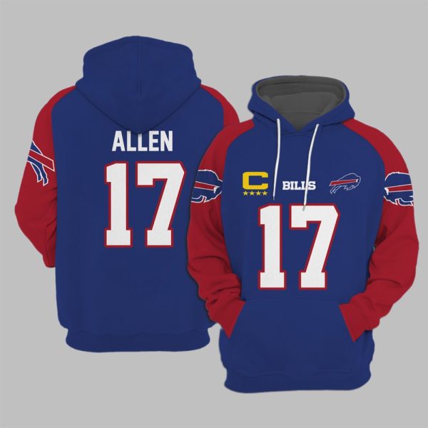 Bills Captain Allen 17 Football Hoodie 0