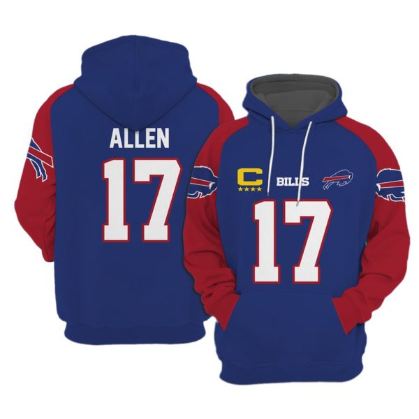 Bills Captain Allen 17 Football Hoodie 1