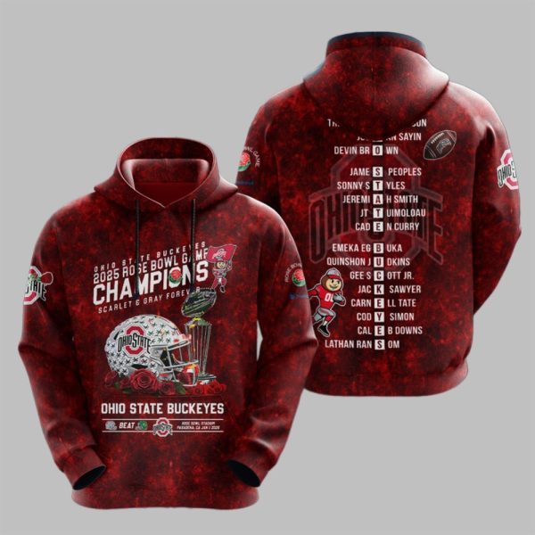 Buckeyes 2025 Rose Bowl Game Champions Scarlet Gray Forever Shirt 2