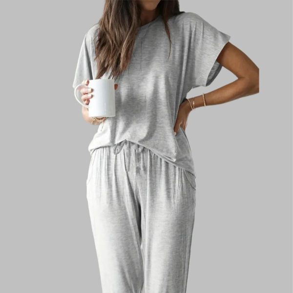 Casual Solid Pajama Set 1