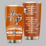 Chick Fil A Peach Bowl Champions 2025 Hook'Em Horns Longhorns Tumbler