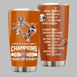 Chick Fil A Peach Bowl Champions 2025 HookEm Horns Longhorns Tumbler 1