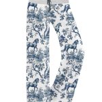 Chinoiserie Horse Toile Contrast Wide Leg Pants For Women