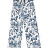 Chinoiserie Horse Toile Contrast Wide Leg Pants For Women 2