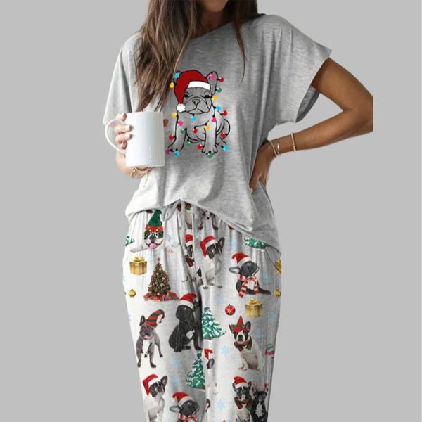 Christmas French Bulldog Casual Pajama Set For Women 1