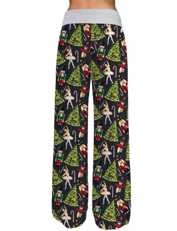 Christmas Nutcracker Ballet Contrast Wide Leg Pants For Women 3