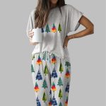 Colorful Christmas Tree Casual Pajama Set For Women