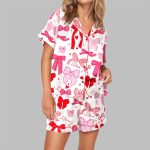 Coquette Bows Heart Pajama Set For Women